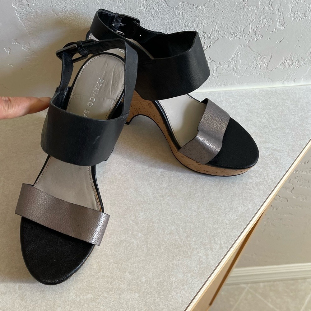 Franco Sarto 2 Tone Wedged‎ Heels 100% Leather Size:7.5 - Picture 5 of 8